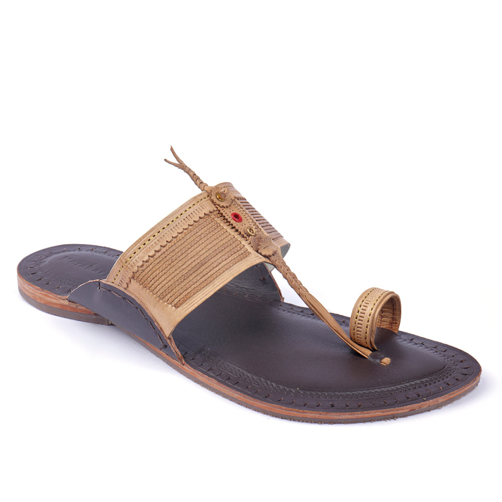 Brown Handstitched Leather Kolhapuri Men Slipper
