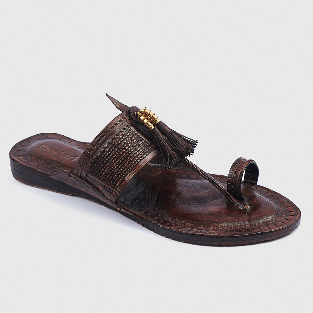 Brown Handstitched Leather Kolhapuri Women Slipper