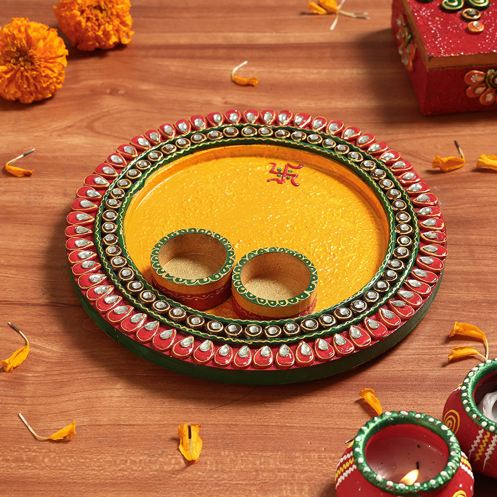 Handpainted Wooden Pooja Thali