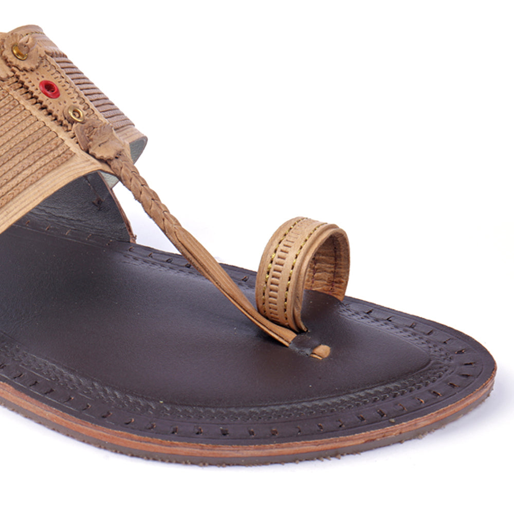 Brown Handstitched Leather Kolhapuri Men Slipper