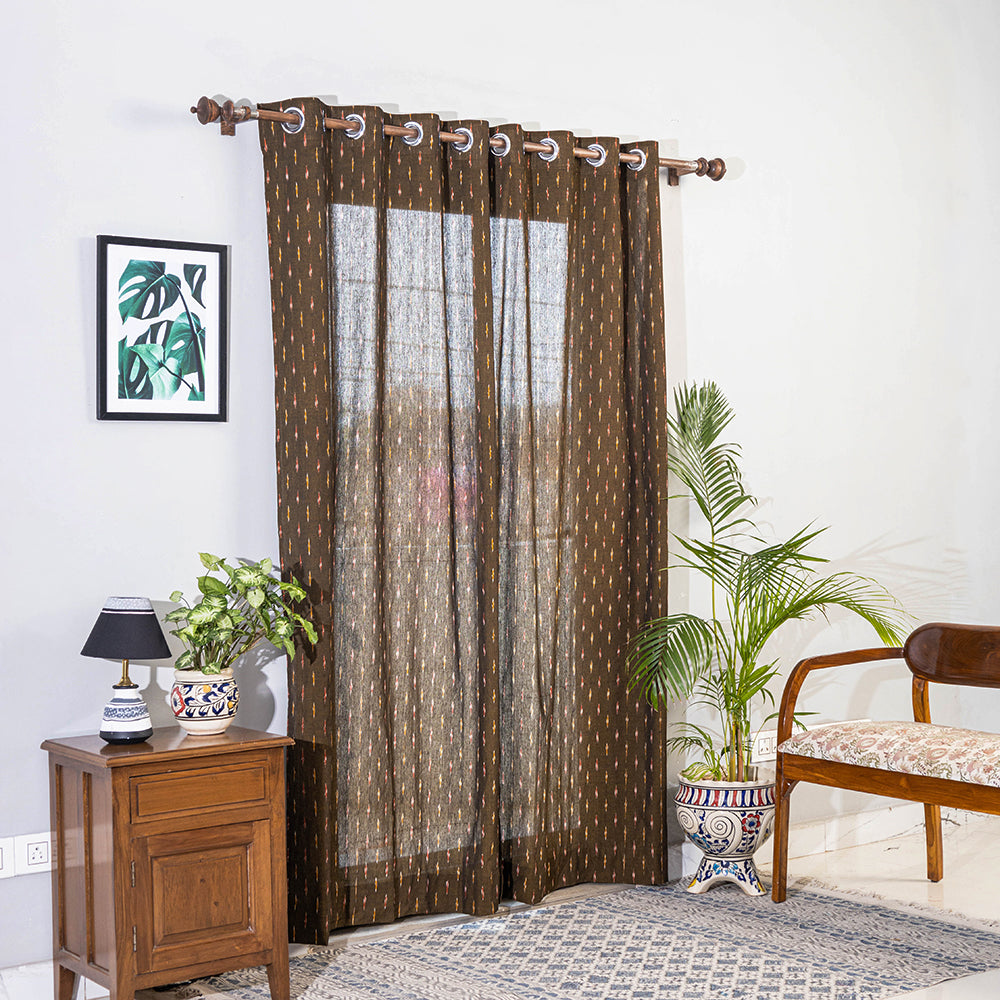 Pochampally Ikat Weave Pure Cotton Fabric Door Curtain (7 x 3 Feet) (single piece)