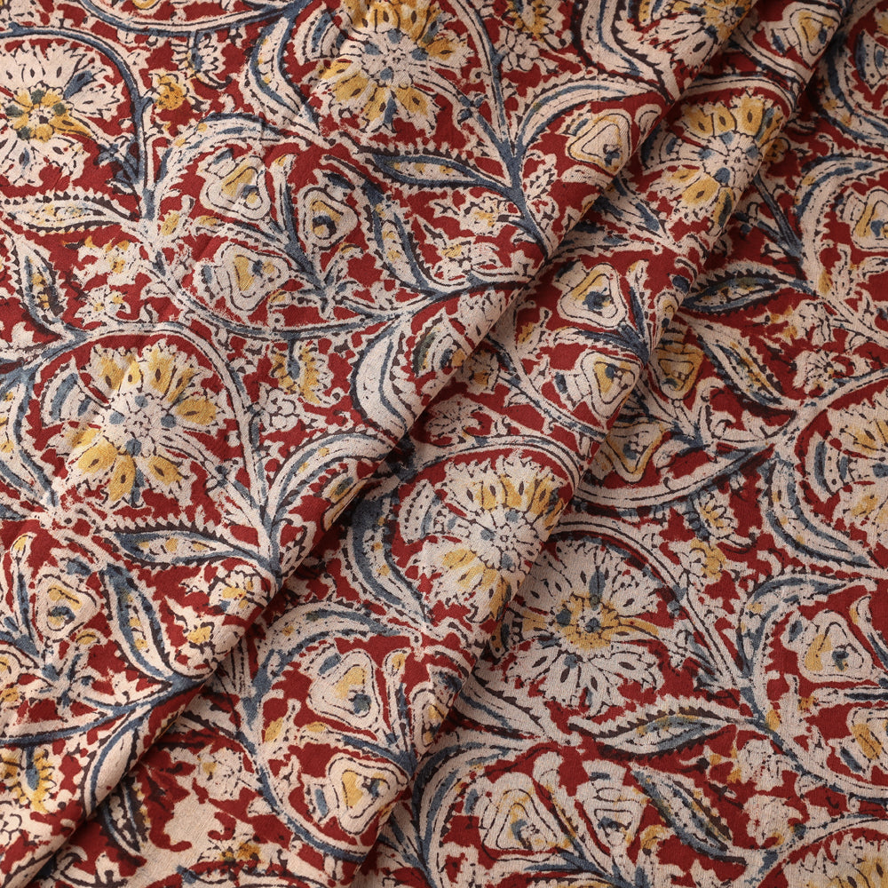 Kalamkari Block Printing Natural Dyed Cotton Fabric