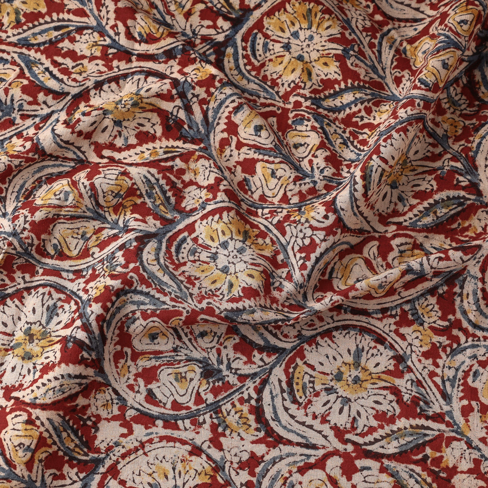 Kalamkari Block Printing Natural Dyed Cotton Fabric