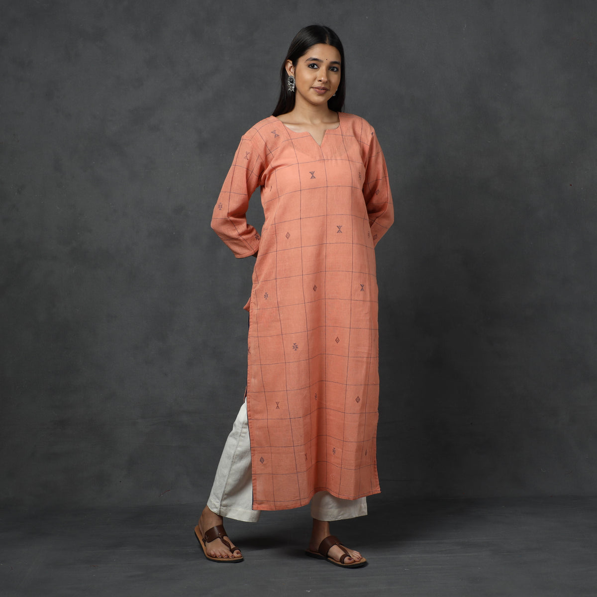 Organic Kala Cotton Handloom Buti Long Kurta