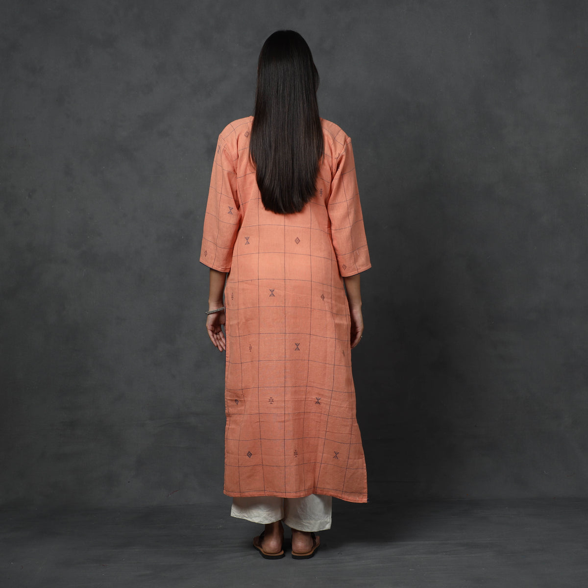 Organic Kala Cotton Handloom Buti Long Kurta