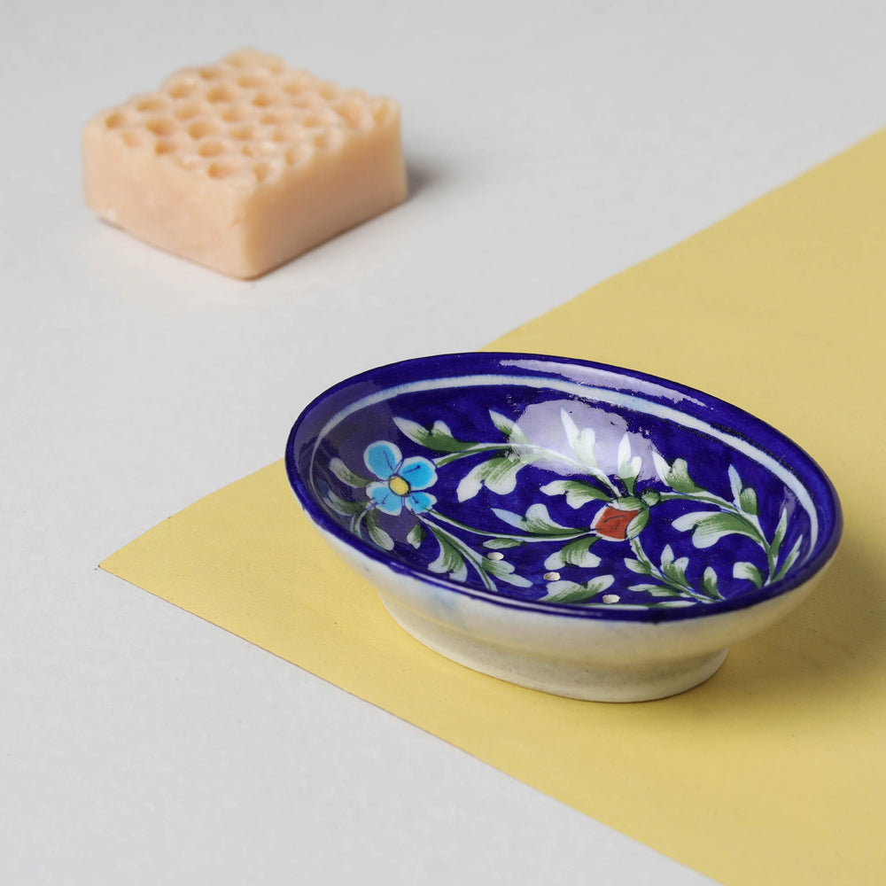 Original Blue Pottery Ceramic Soap Dish (4 x 5 in)