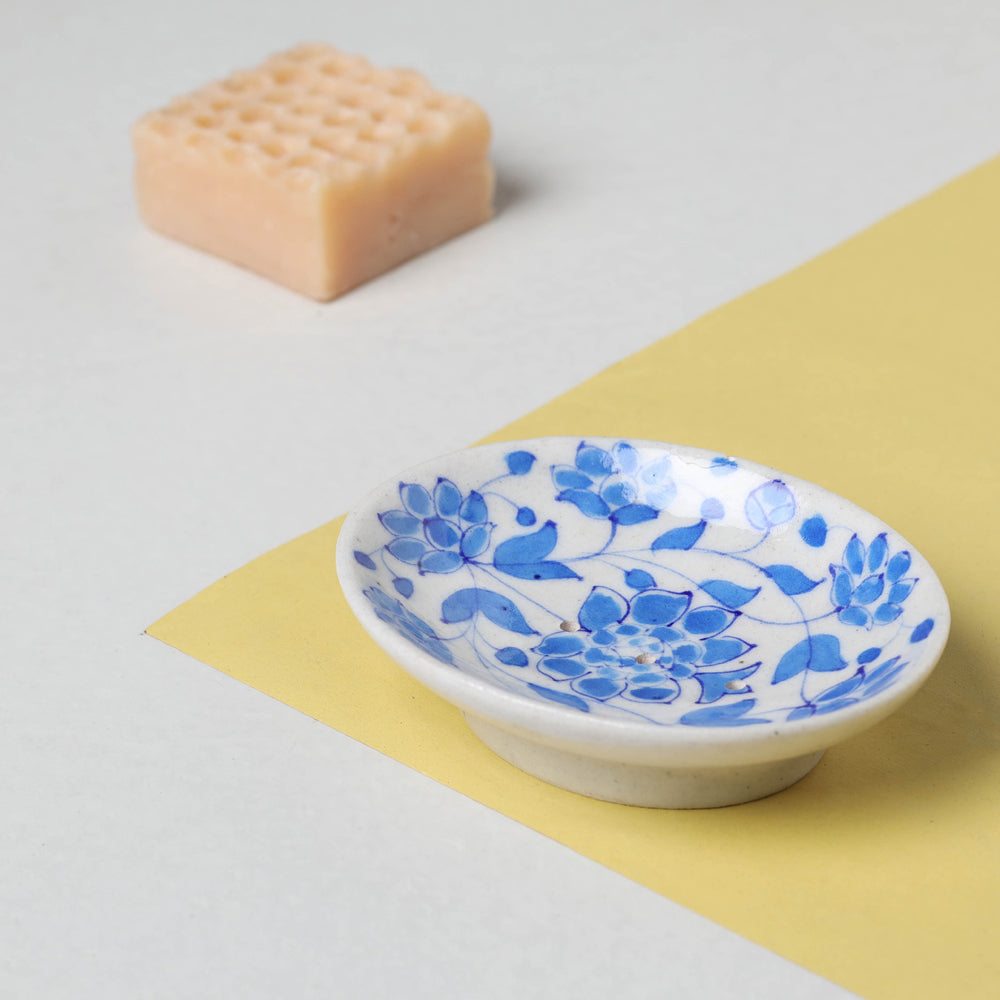 Original Blue Pottery Ceramic Soap Dish (4 x 5 in)