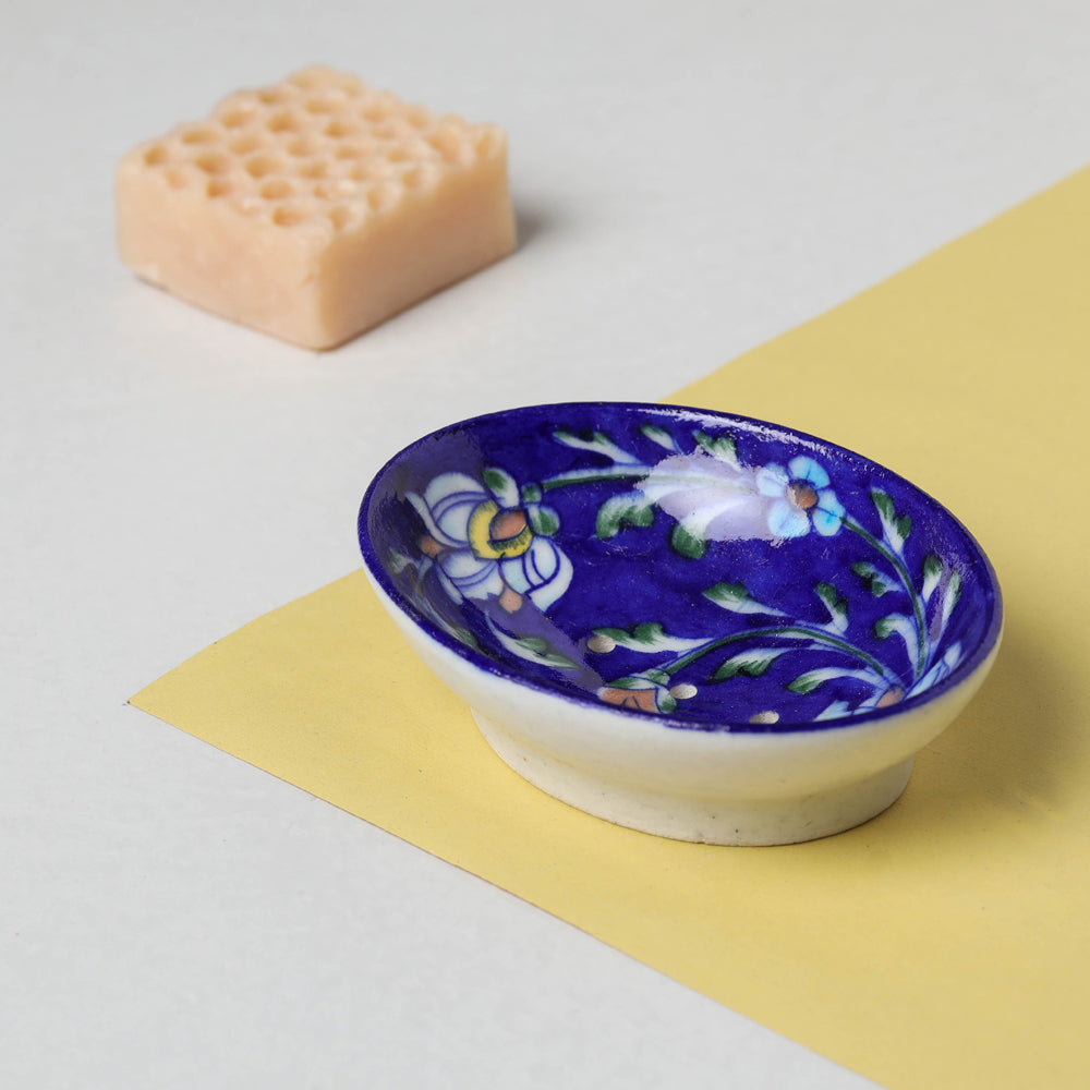 Original Blue Pottery Ceramic Soap Dish (4 x 5 in)