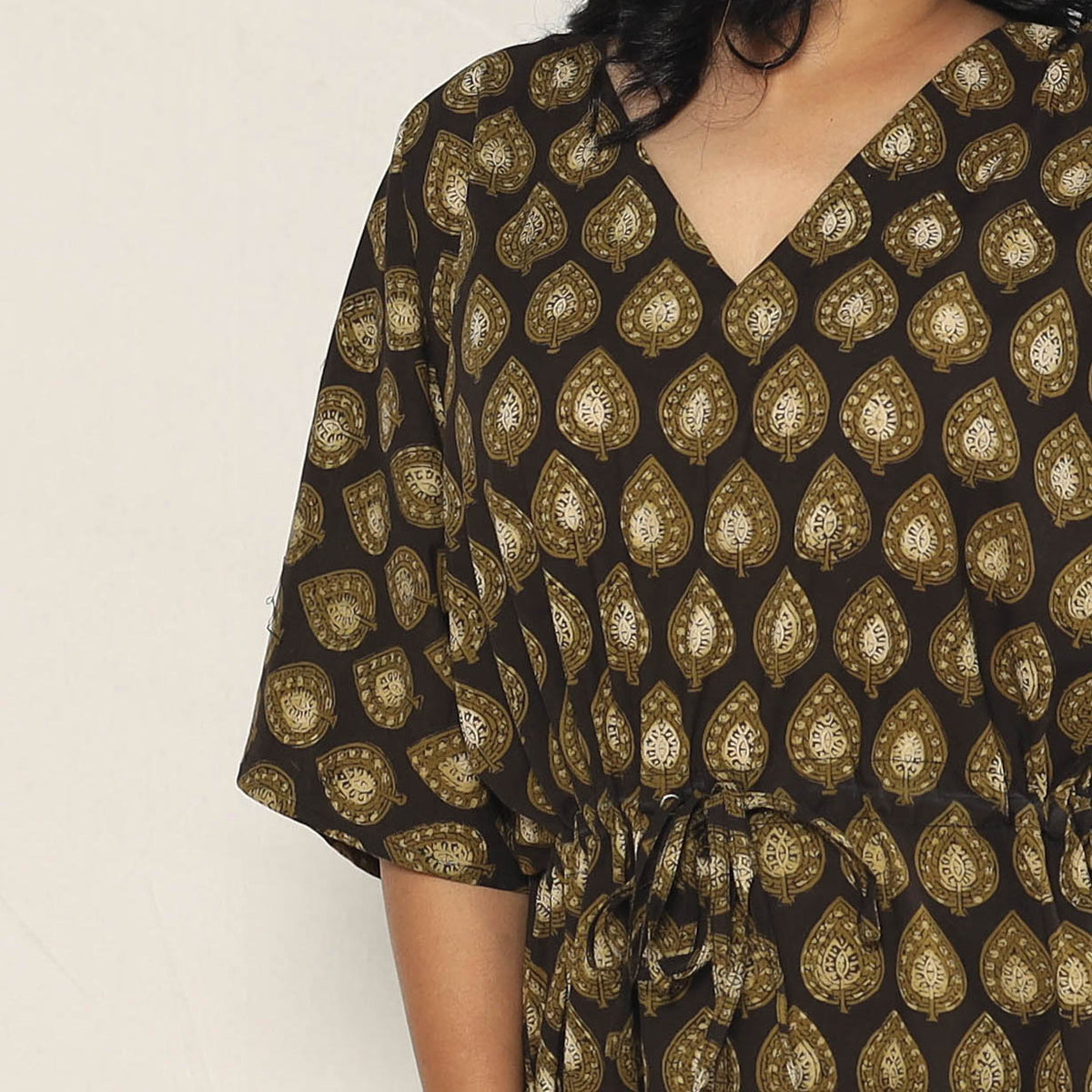 Bagru Dabu Block Printing Cotton Kaftan Dress (Medium)