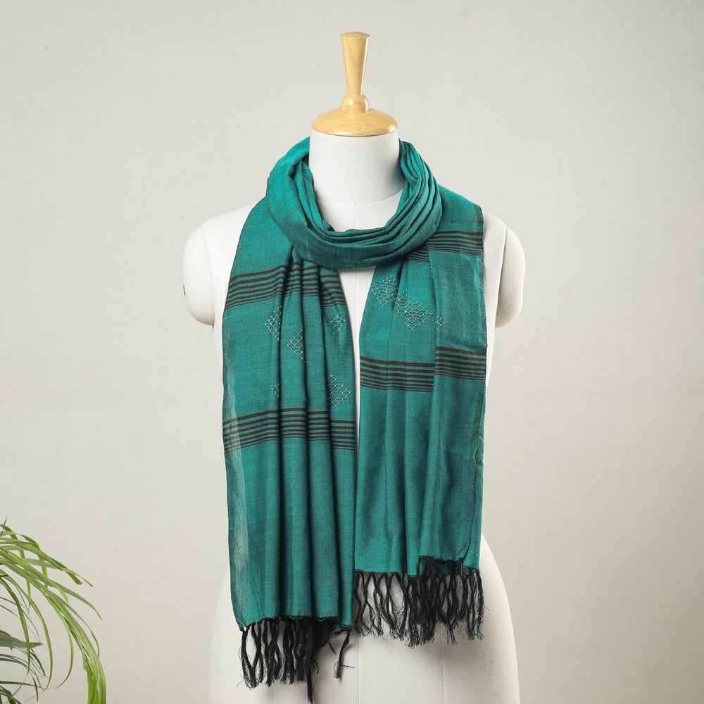 Tangaliya Work Handwoven Cotton Stole with Tassels