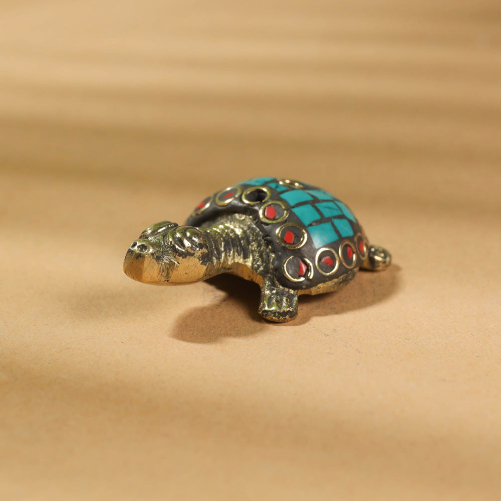 Stone Work White Metal Tortoise Incense Stick Holder / Decor Item