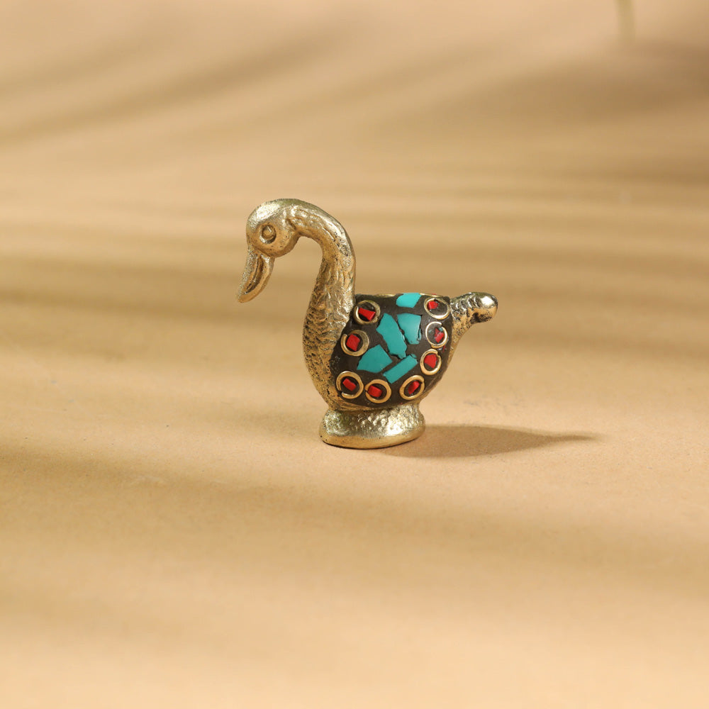 Stone Work White Metal Duck Incense Stick Holder / Decor Item