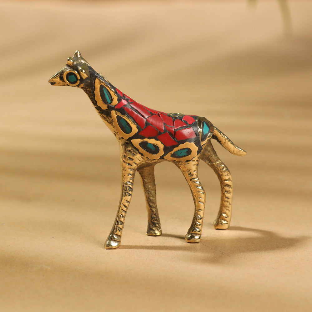 Stone Work White Metal Giraffe Incense Stick Holder / Decor Item