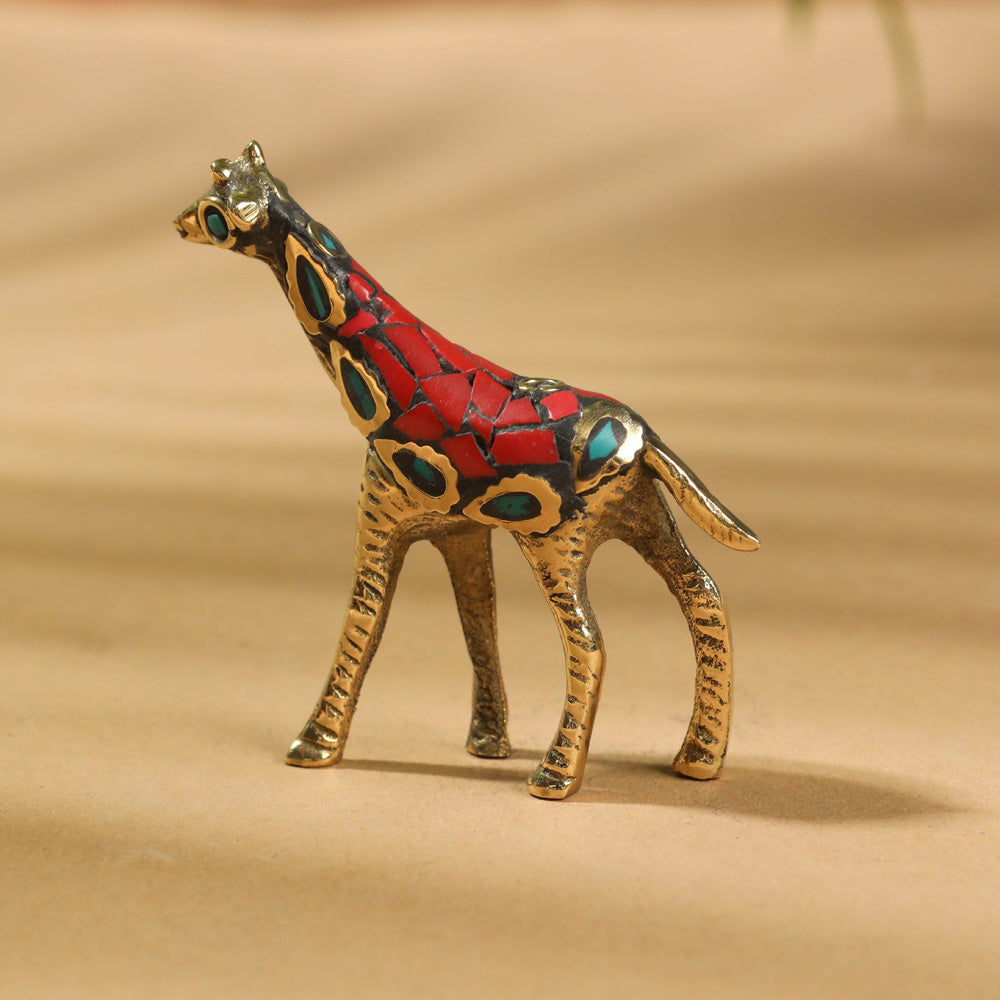 Stone Work White Metal Giraffe Incense Stick Holder / Decor Item