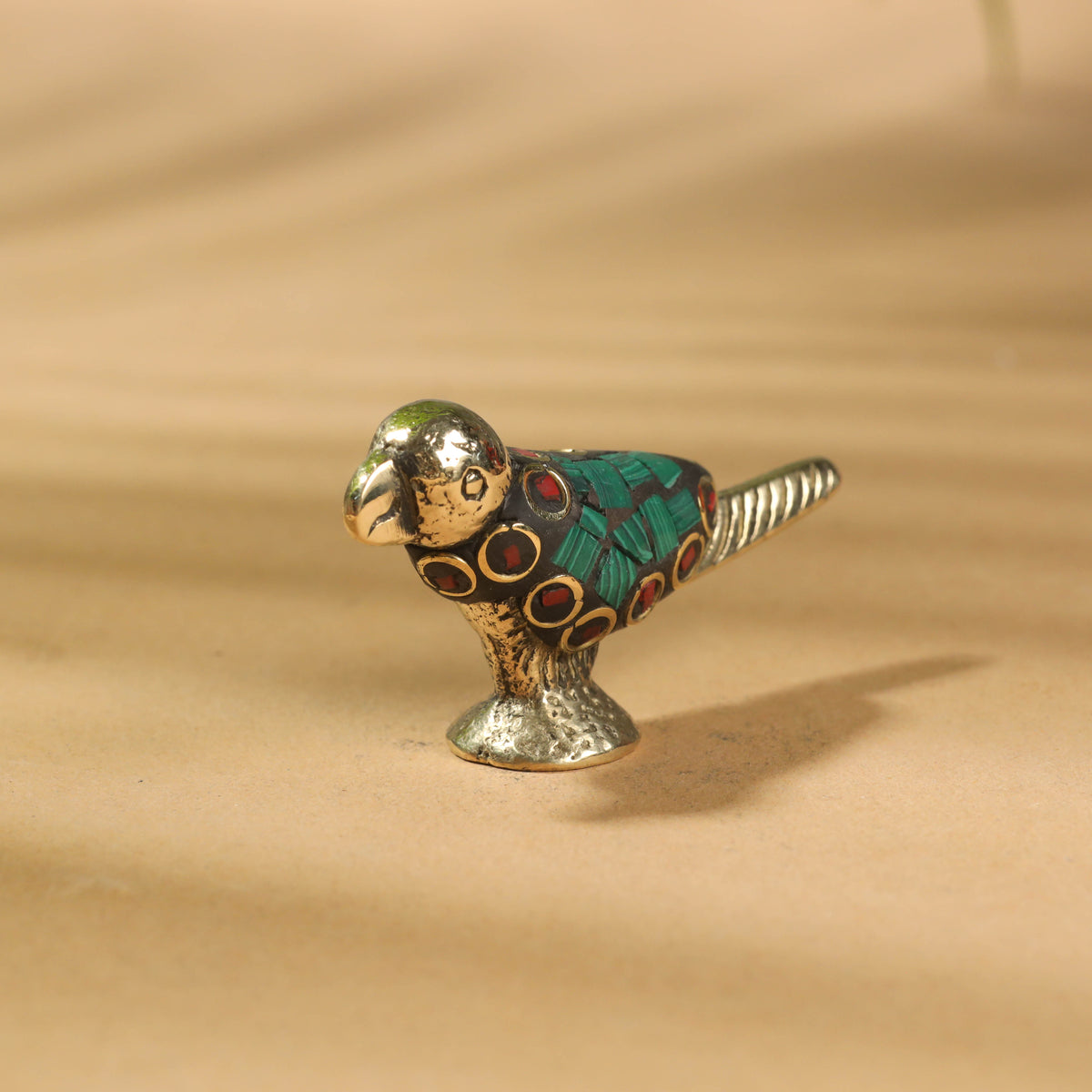 Stone Work White Metal Parrot Incense Stick Holder / Decor Item