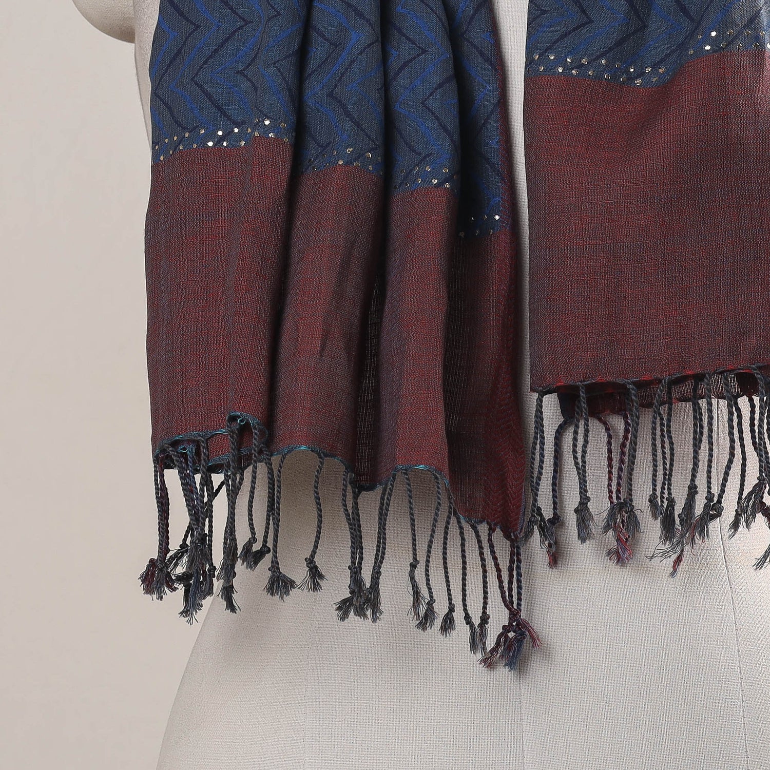 Karomi Jamdani Handwoven Silk Stole from Bengal