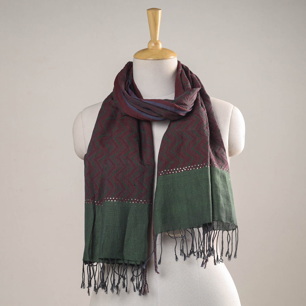 Karomi Jamdani Handwoven Silk Stole from Bengal