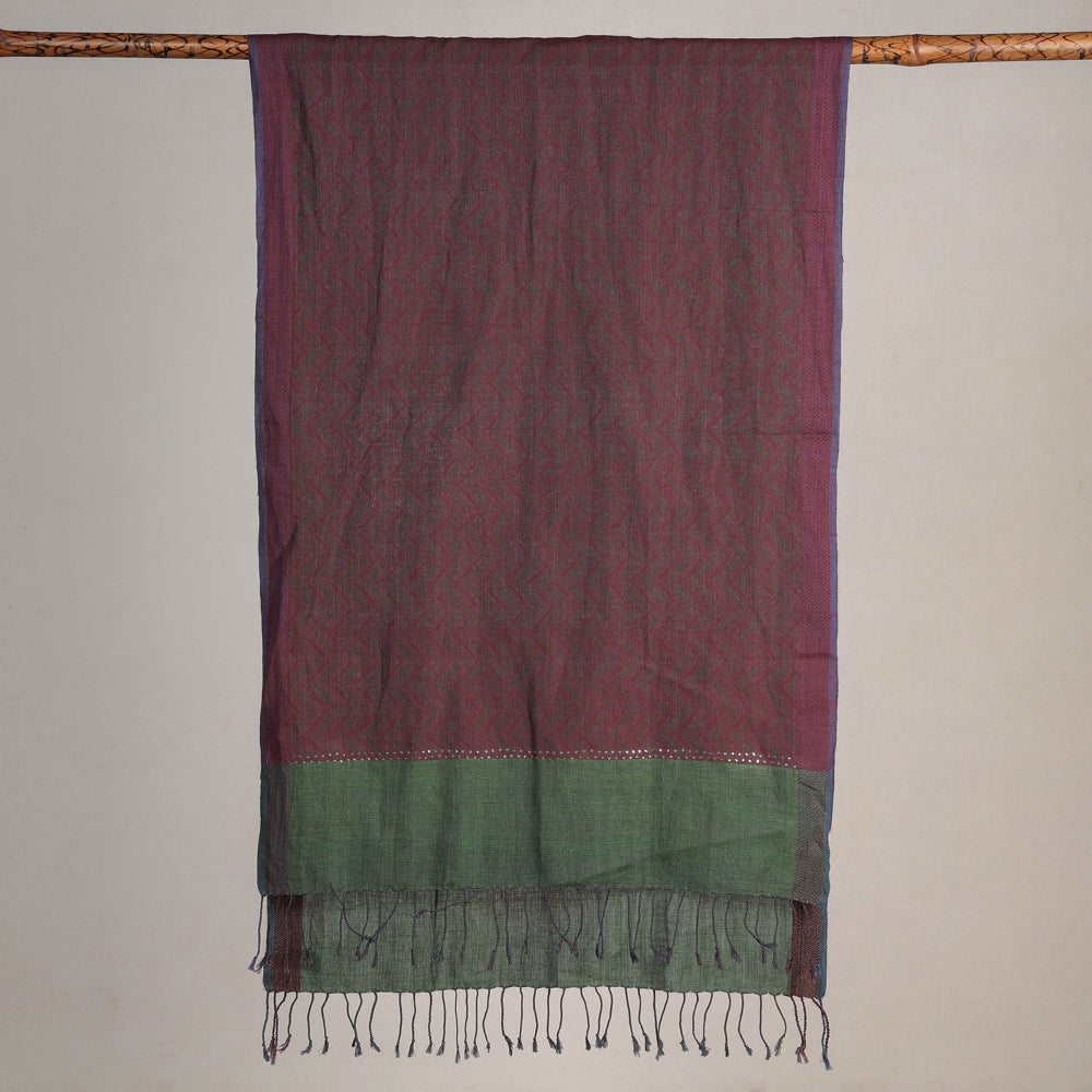 Karomi Jamdani Handwoven Silk Stole from Bengal