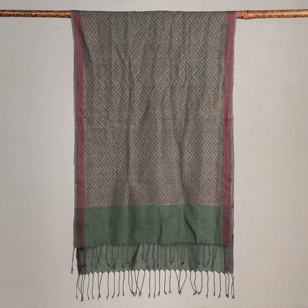 Karomi Jamdani Handwoven Silk Stole from Bengal