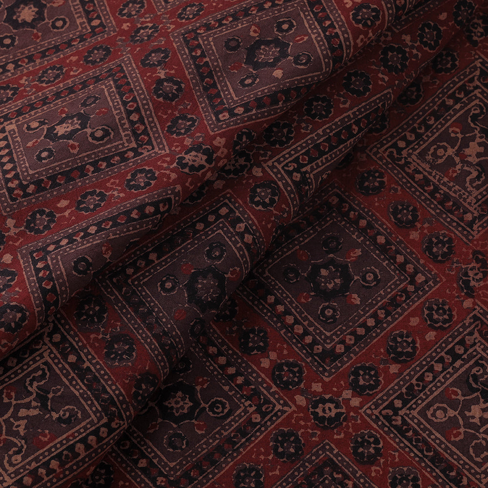 Ajrakh Block Printing Natural Dyed Cotton Fabric