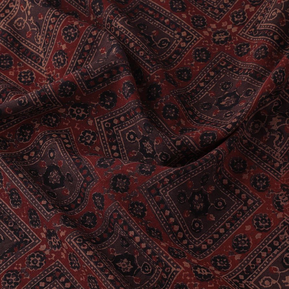 Ajrakh Block Printing Natural Dyed Cotton Fabric