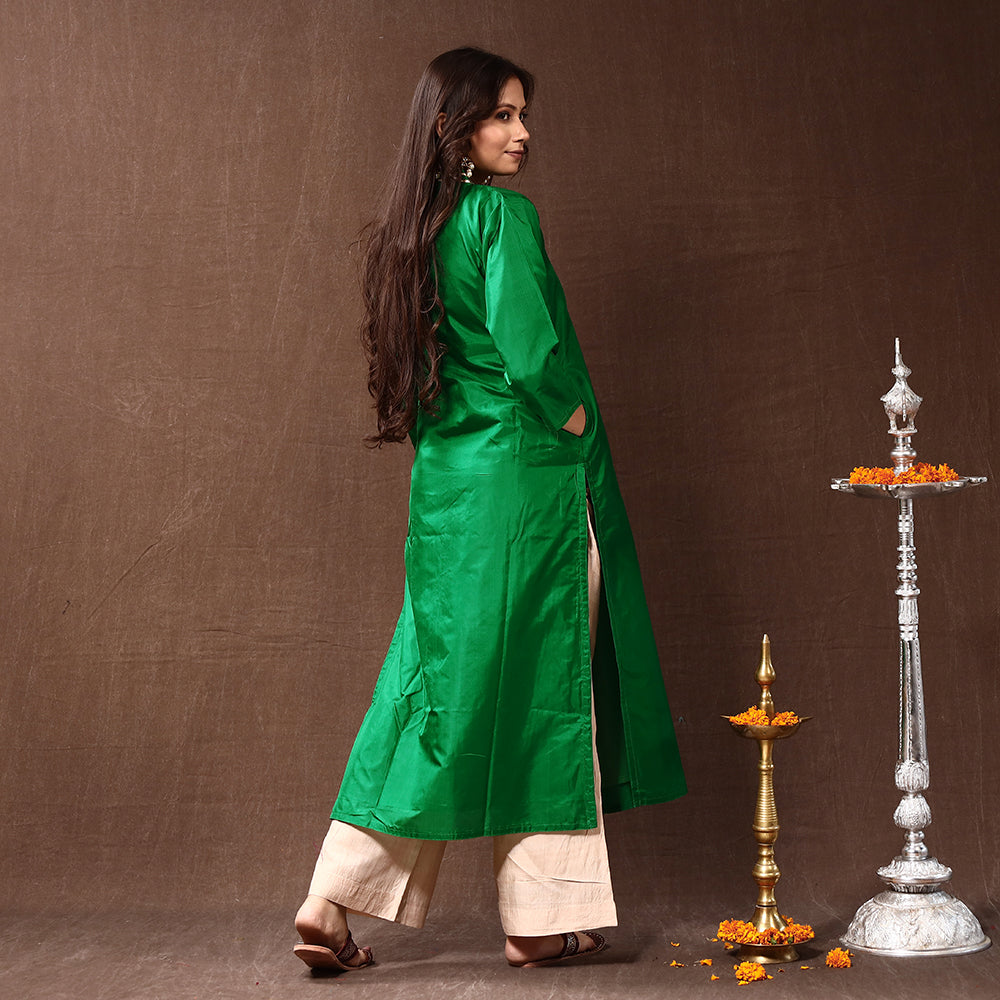 Buy Ravishing Dark Green Color Ready Made Rayon Fancy Button Printed Plazo  Kurti  LehengaSaree