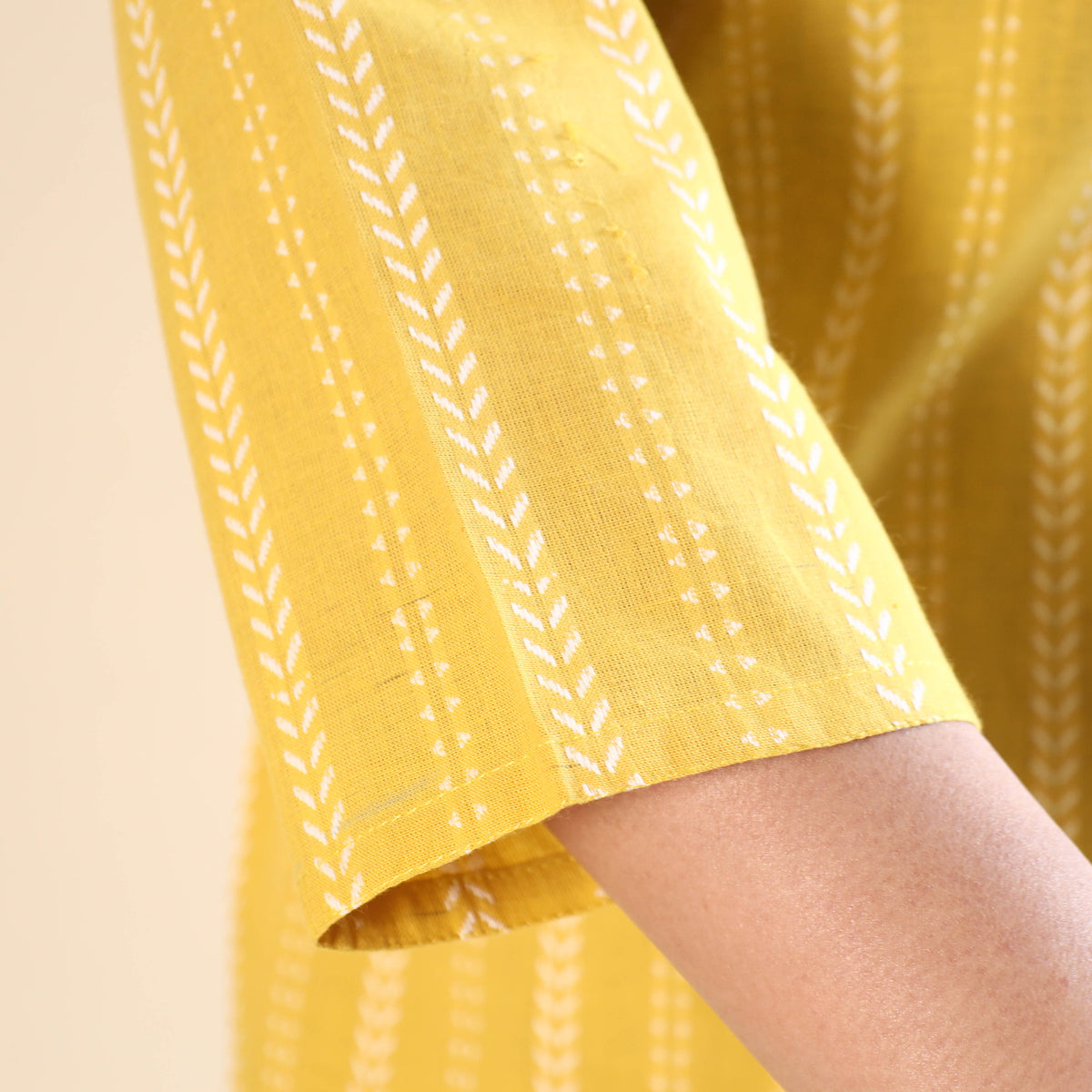 Yellow Jacquard Cotton Top &amp; Pyjama Night Suit Set