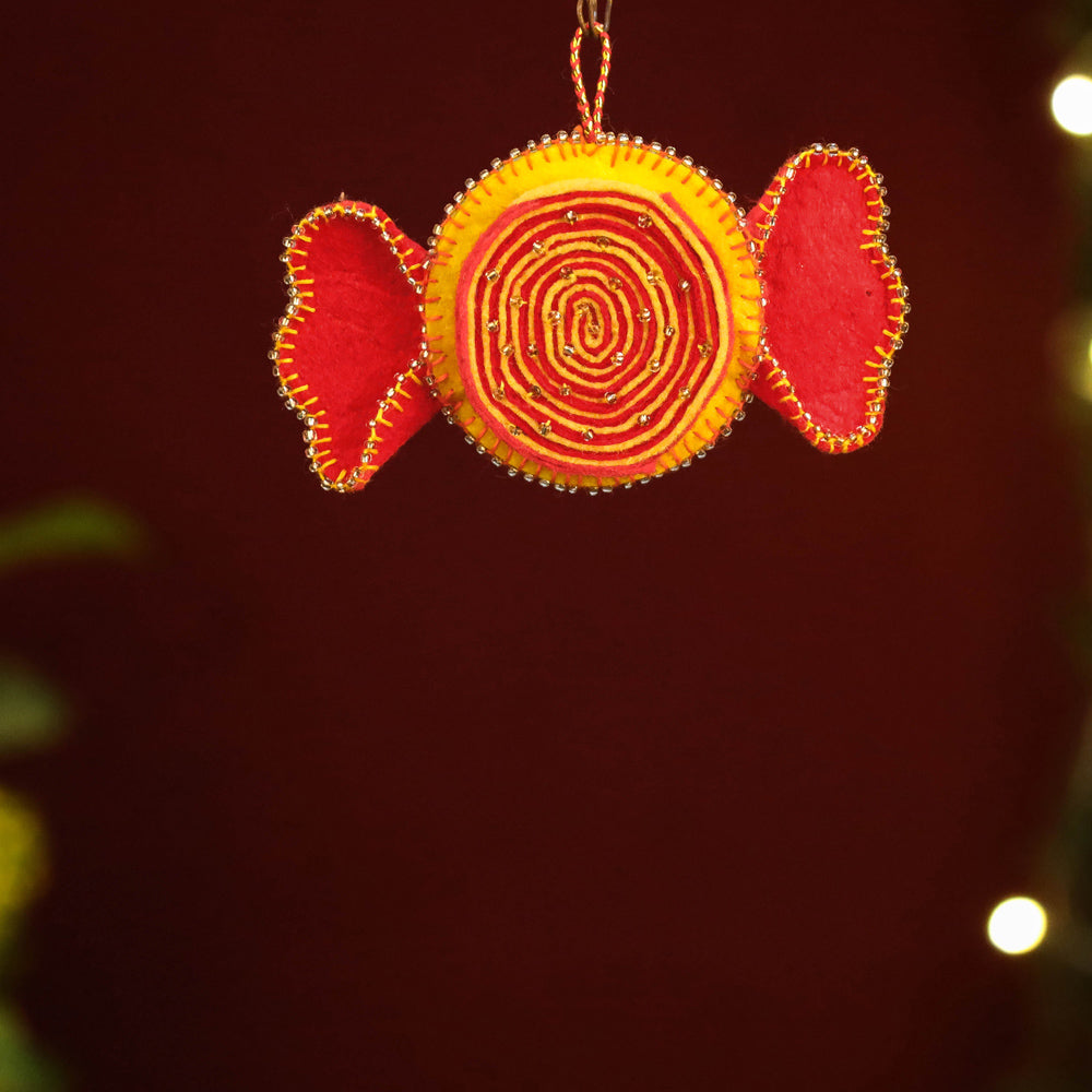 Candy - Handmade Felt & Beadwork Christmas Ornament