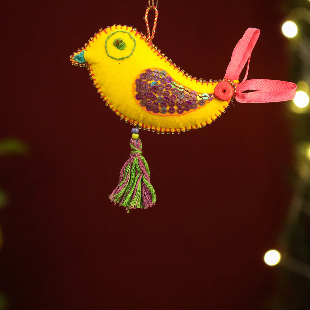 Bird - Handmade Felt &amp; Beadwork Christmas Ornament