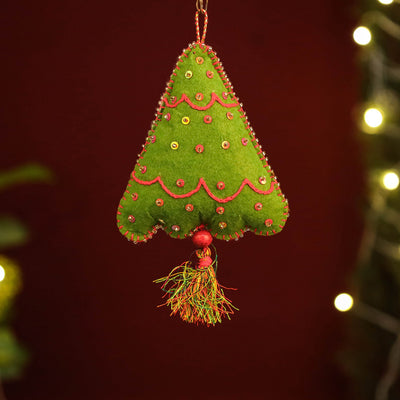 Christmas Tree - Handmade Felt & Beadwork Christmas Ornament