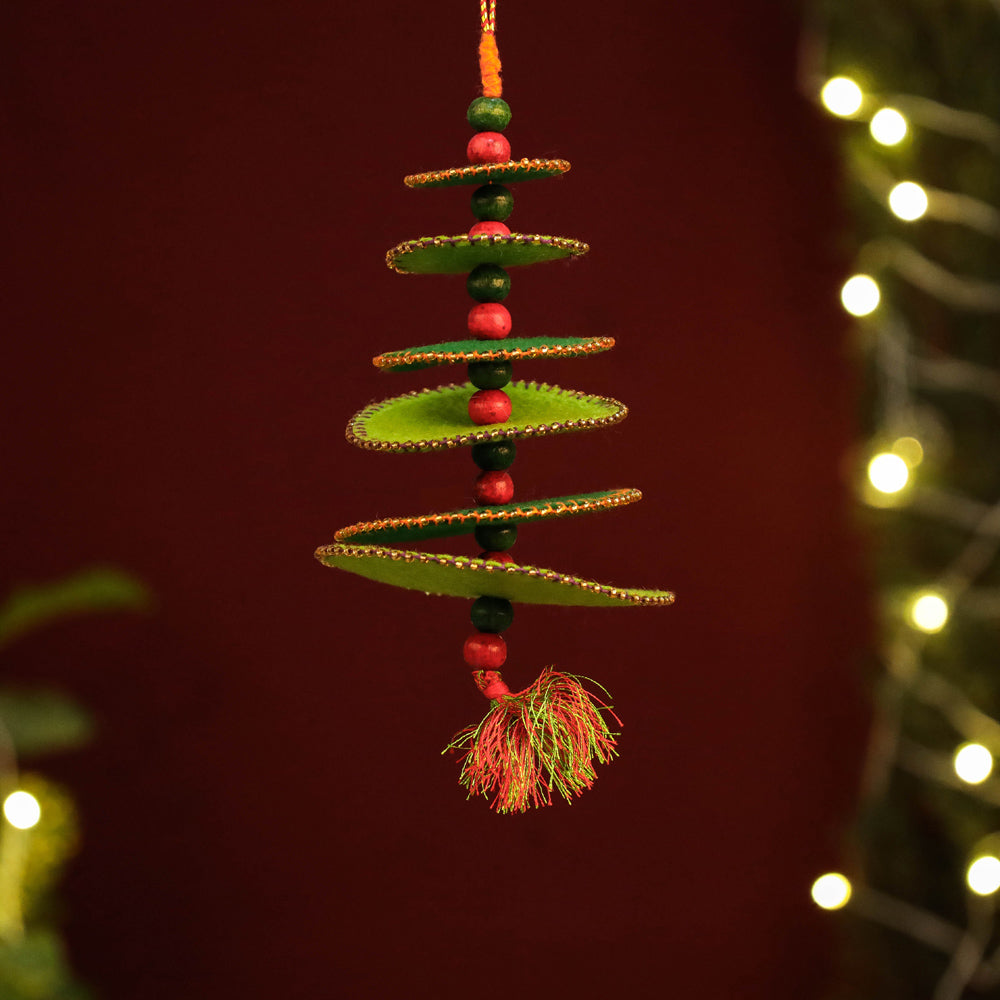 Christmas Tree - Handmade Felt &amp; Beadwork Christmas Ornament