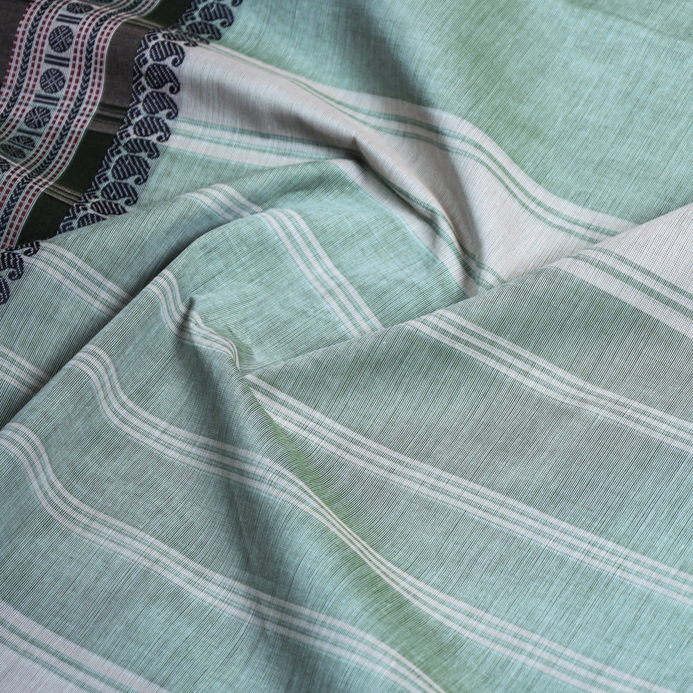 Traditional Kanchipuram Cotton Saree with Thread &amp; Zari Border