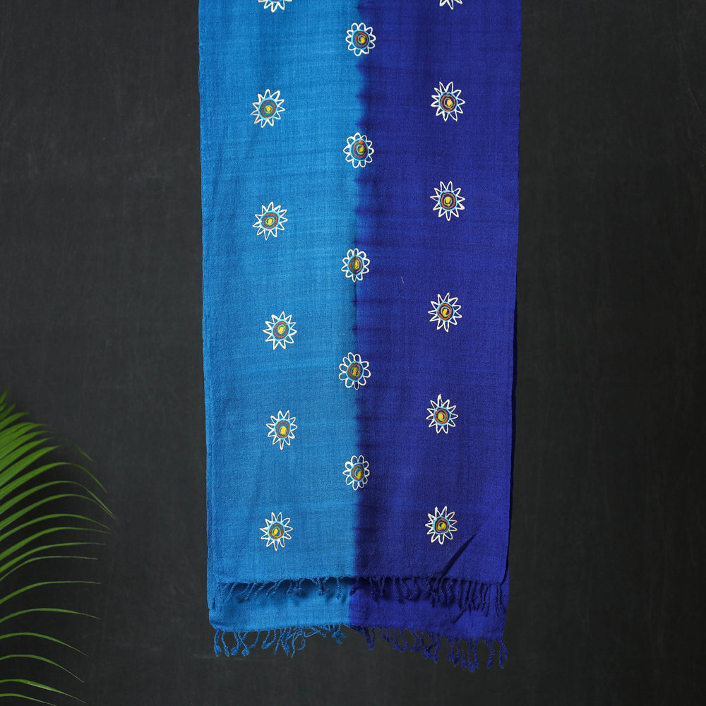 Traditional Rogan Art Painted Handloom Woolen Stole by Jabbar Khatri
