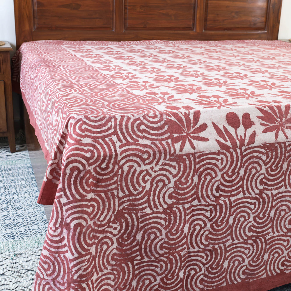 Bindaas Block Art Prints Double Bedcover Cotton Natural Dyed (110 x 93 in)