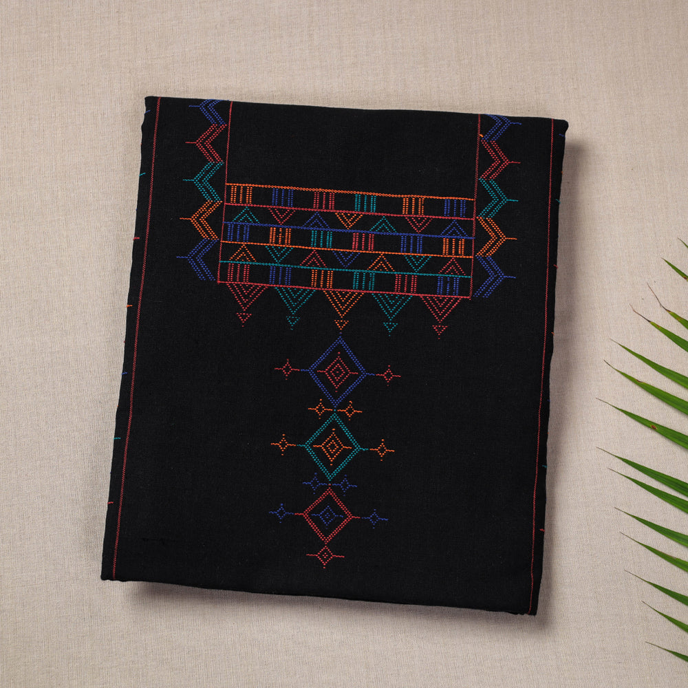 Kashida Stitch Handloom Cotton Kurti Material by Urmul - 3 Meters