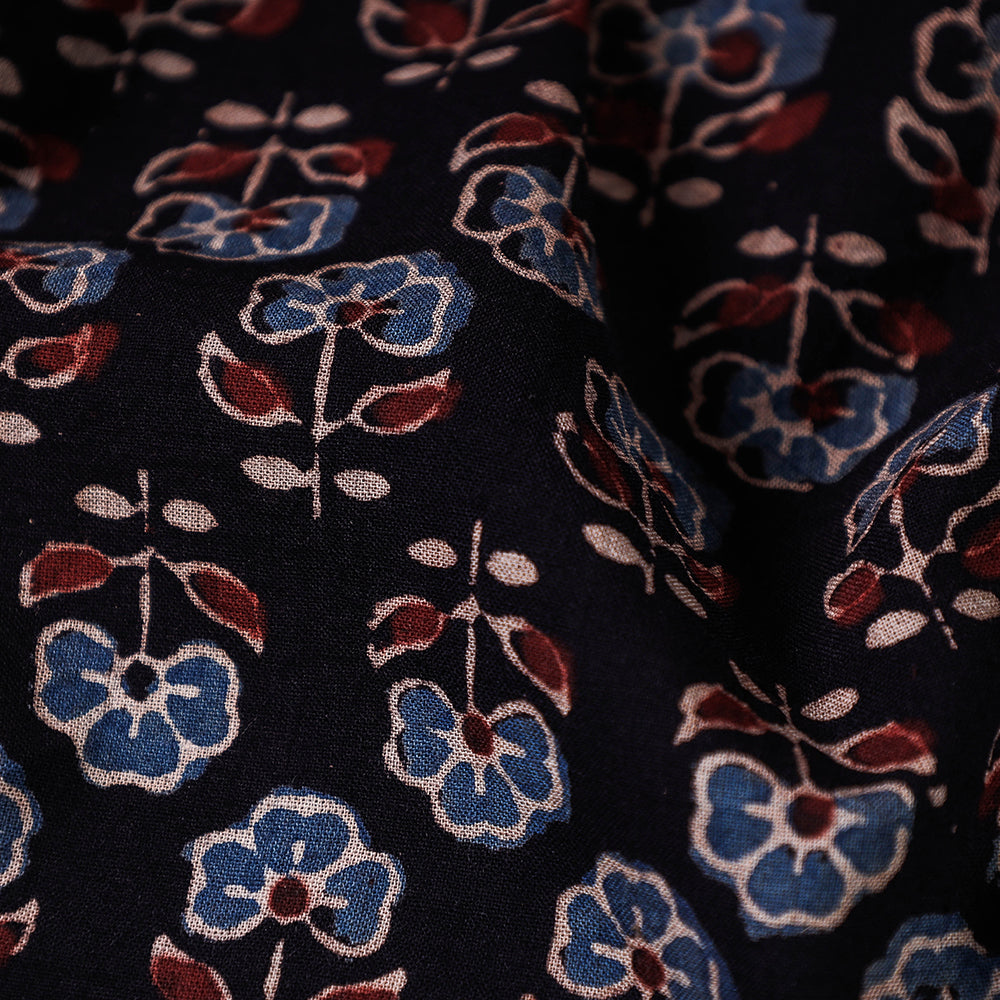 Ajrakh Hand Block Printed Natural Dyed Cotton Fabric