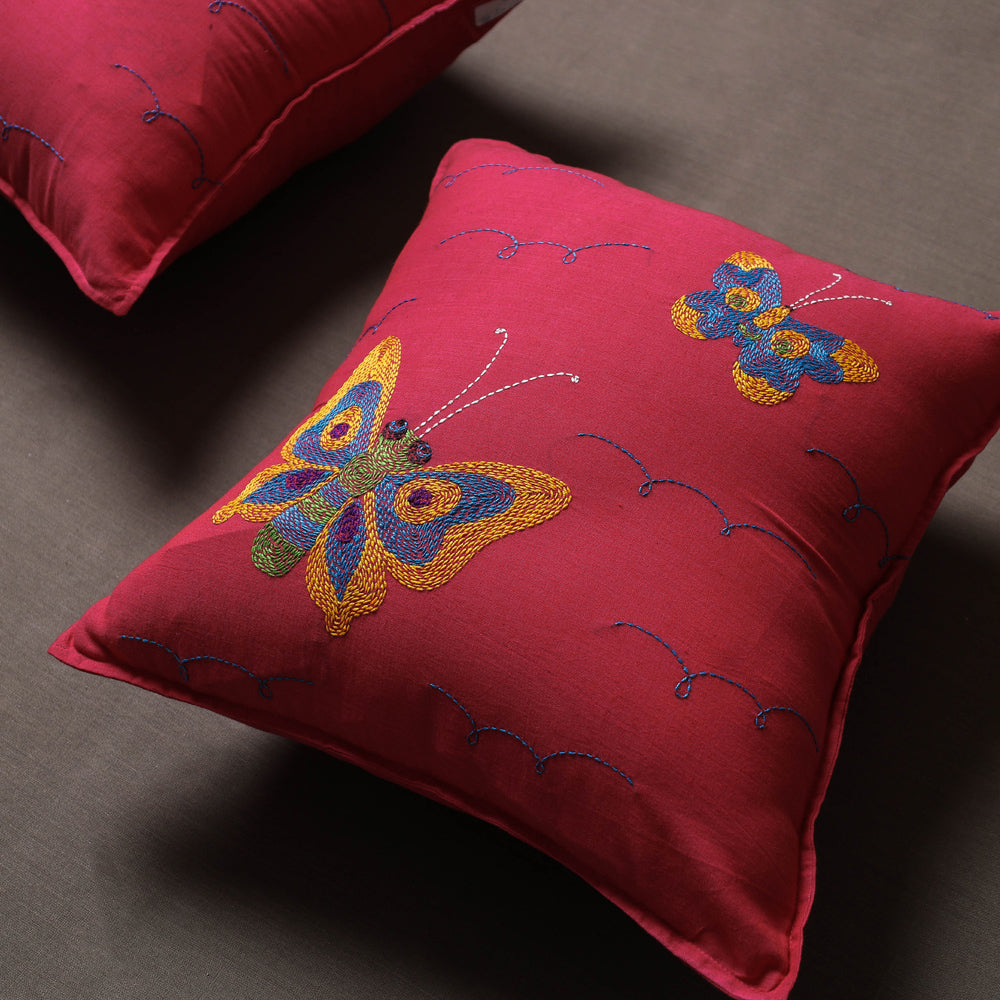 Set of 2 - Chandi Mati Tagai Work Cotton Cushion Cover (16x16 inches)