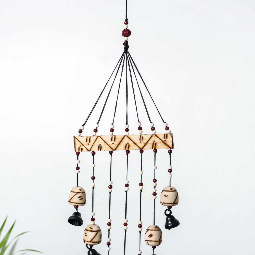 7 Bells - Hand Carved Khamhar Wood Wind Chimes