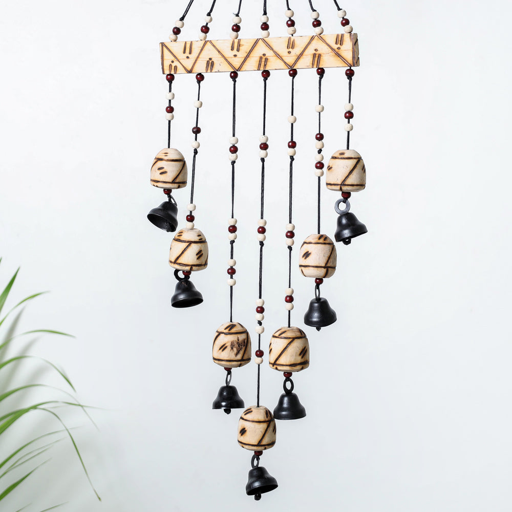 7 Bells - Hand Carved Khamhar Wood Wind Chimes