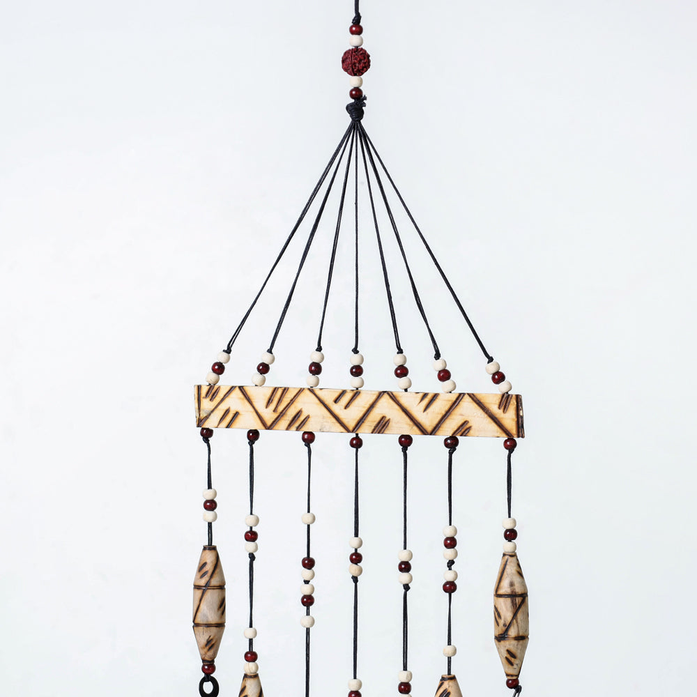 7 Bells - Hand Carved Khamhar Wood Wind Chimes