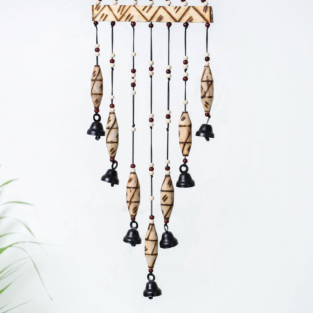 7 Bells - Hand Carved Khamhar Wood Wind Chimes