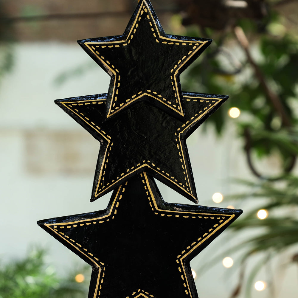 Star (Set of 3) - Handmade Papier Mache Christmas Ornament