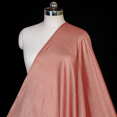 Peach - Prewashed Plain Pure Silk Fabric (Width - 42 in)
