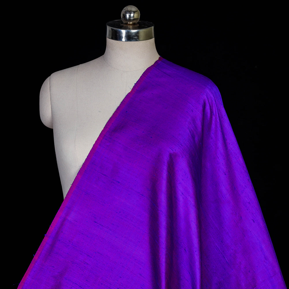 Bright Violet - Prewashed Pure Handloom Plain Raw Silk Fabric (Width - 43 in)
