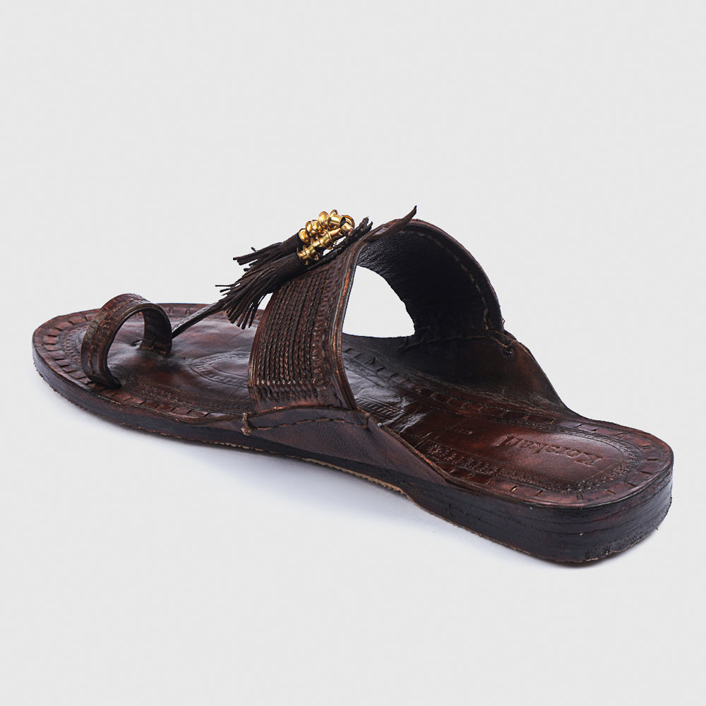 Brown Handstitched Leather Kolhapuri Women Slipper