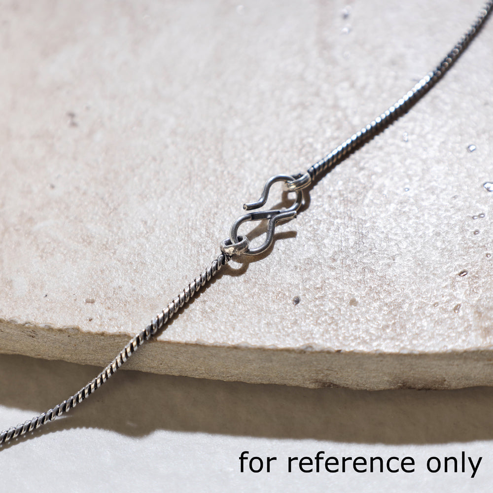 German Silver Stone Embedded Chain Pendant Necklace