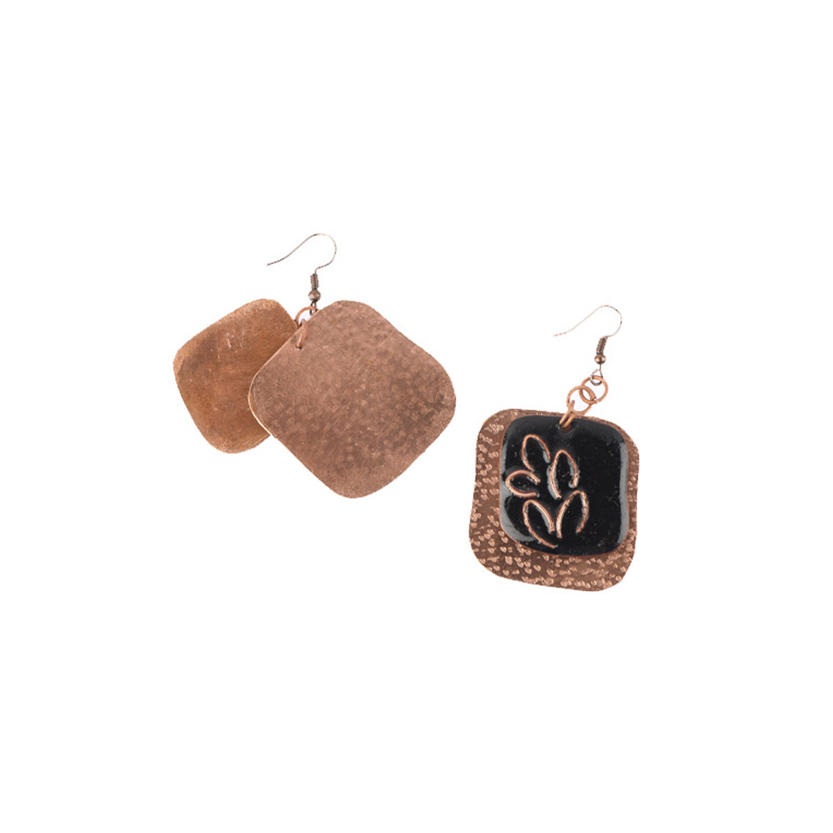 Phyllo Black Earrings in Copper Enamel