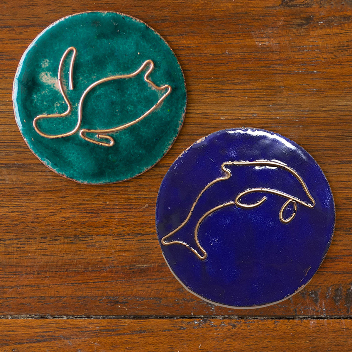 Set of 2 Fridge Magnets - Dolphin & Turtle By Ekibek