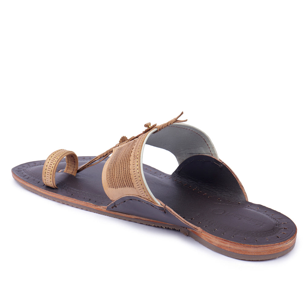 Brown Handstitched Leather Kolhapuri Men Slipper