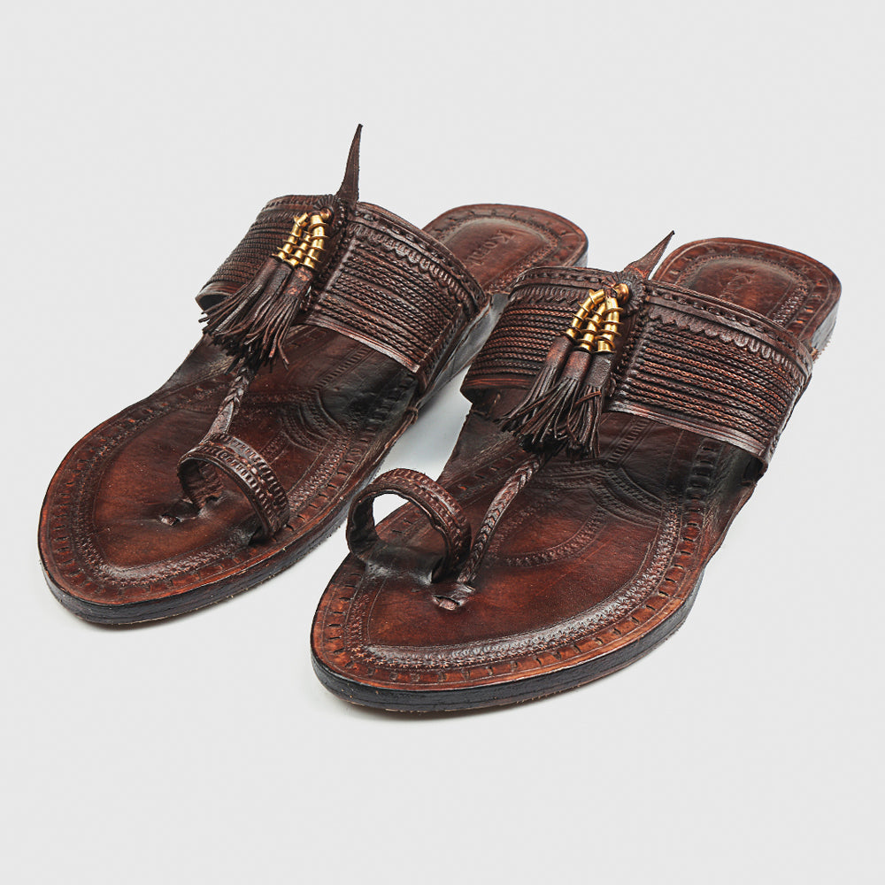 Brown Handstitched Leather Kolhapuri Women Slipper